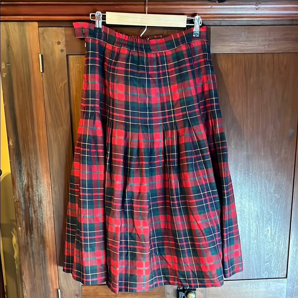 100% Wool Plaid A-Line Skirt